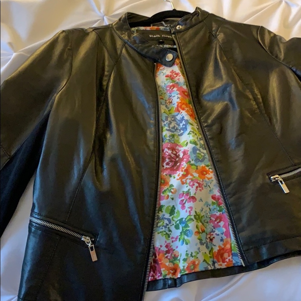 Black rivet faux leather jacket